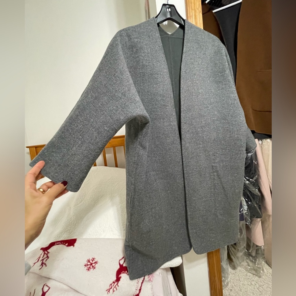 VINCE Reversible Coat Darker Grey and lighter grey color size Small